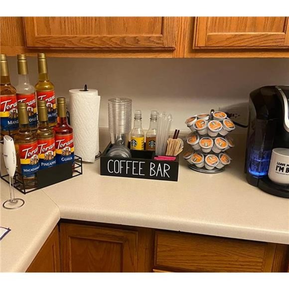 Coffee Station Organizer, Wooden Coffee Bar Accessories Organizer for Counter - Picture 4 of 6